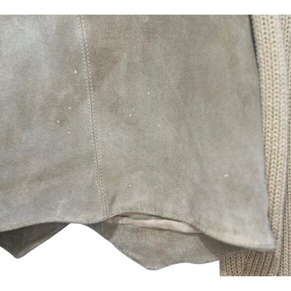 David Benjamin Suede Leather Crop Jacket Large Knit Sleeves Bonanza Western 90s - Picture 12 of 14